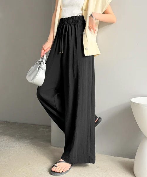 Classical Elf【接触冷感機能付き】涼感叶う!この夏、優勝item。【-3℃】ウエストタックワイドストレートイージーパンツ商品画像-4