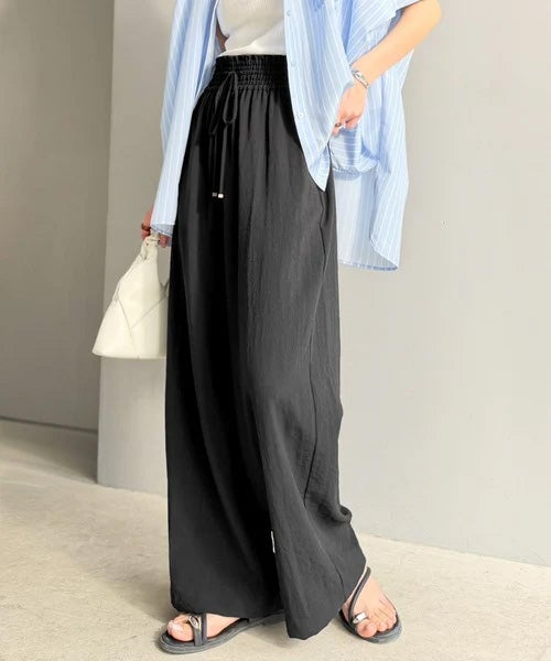 Classical Elf【接触冷感機能付き】涼感叶う!この夏、優勝item。【-3℃】ウエストタックワイドストレートイージーパンツ商品画像-5