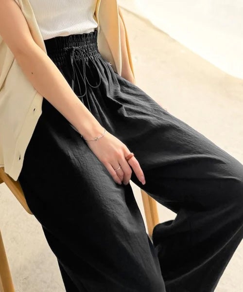 Classical Elf【接触冷感機能付き】涼感叶う！この夏、優勝item。【-3℃】ウエストタックワイドストレートイージーパンツ商品画像-7