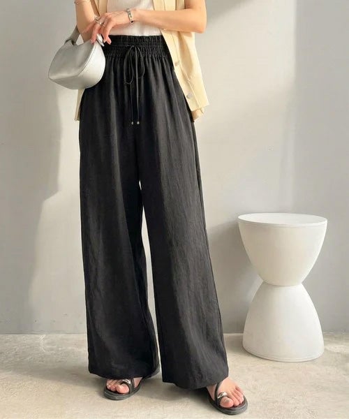 Classical Elf【接触冷感機能付き】涼感叶う!この夏、優勝item。【-3℃】ウエストタックワイドストレートイージーパンツ商品画像-9