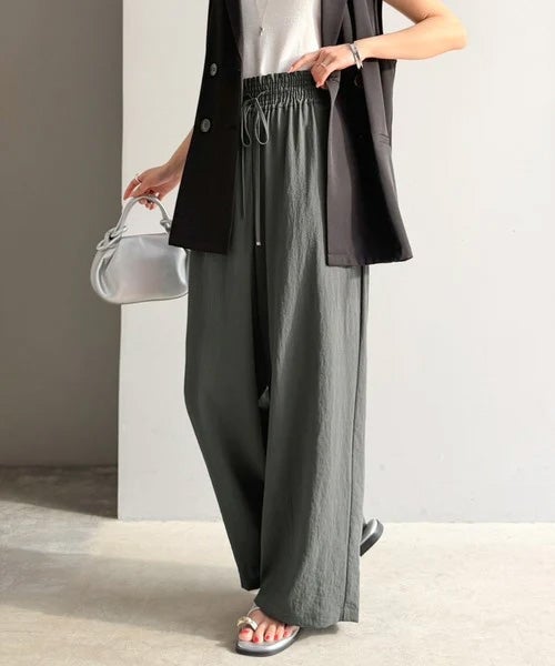 Classical Elf【接触冷感機能付き】涼感叶う!この夏、優勝item。【-3℃】ウエストタックワイドストレートイージーパンツ商品画像-16