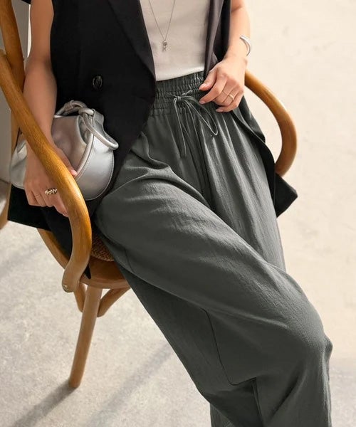 Classical Elf【接触冷感機能付き】涼感叶う！この夏、優勝item。【-3℃】ウエストタックワイドストレートイージーパンツ商品画像-20
