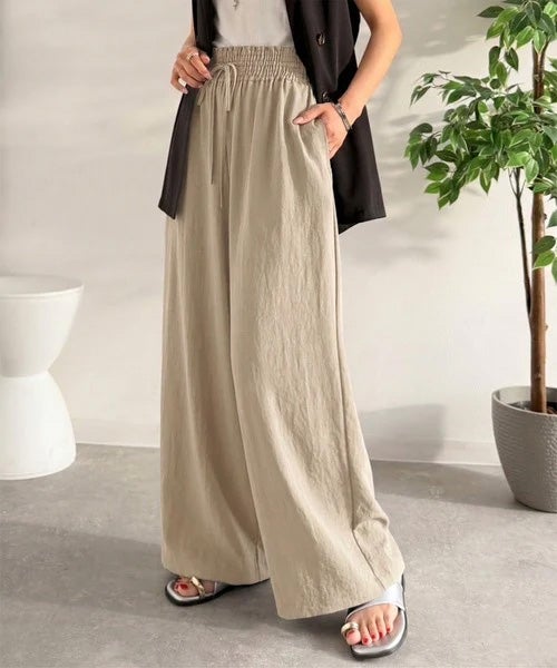 Classical Elf【接触冷感機能付き】涼感叶う！この夏、優勝item。【-3℃】ウエストタックワイドストレートイージーパンツ商品画像-24