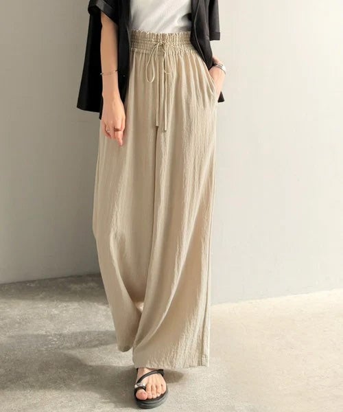 Classical Elf【接触冷感機能付き】涼感叶う！この夏、優勝item。【-3℃】ウエストタックワイドストレートイージーパンツ商品画像-28