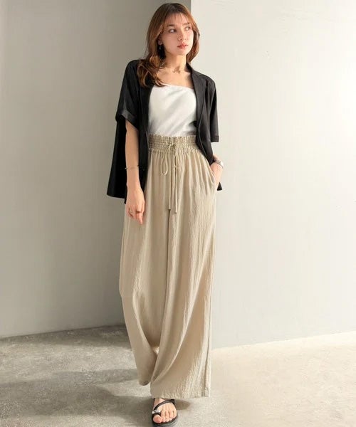 Classical Elf【接触冷感機能付き】涼感叶う!この夏、優勝item。【-3℃】ウエストタックワイドストレートイージーパンツ商品画像-29