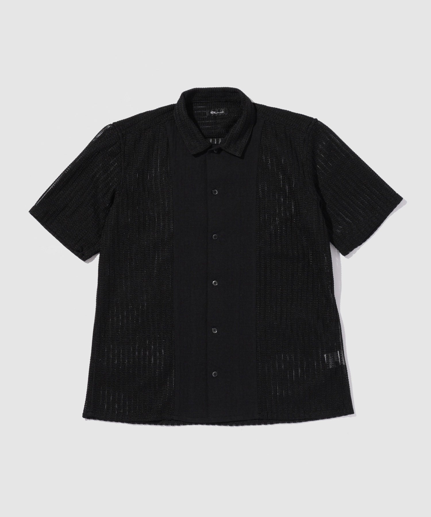 TETE by TETE HOMME 異素材切替 シアーレース 半袖オープンカラー