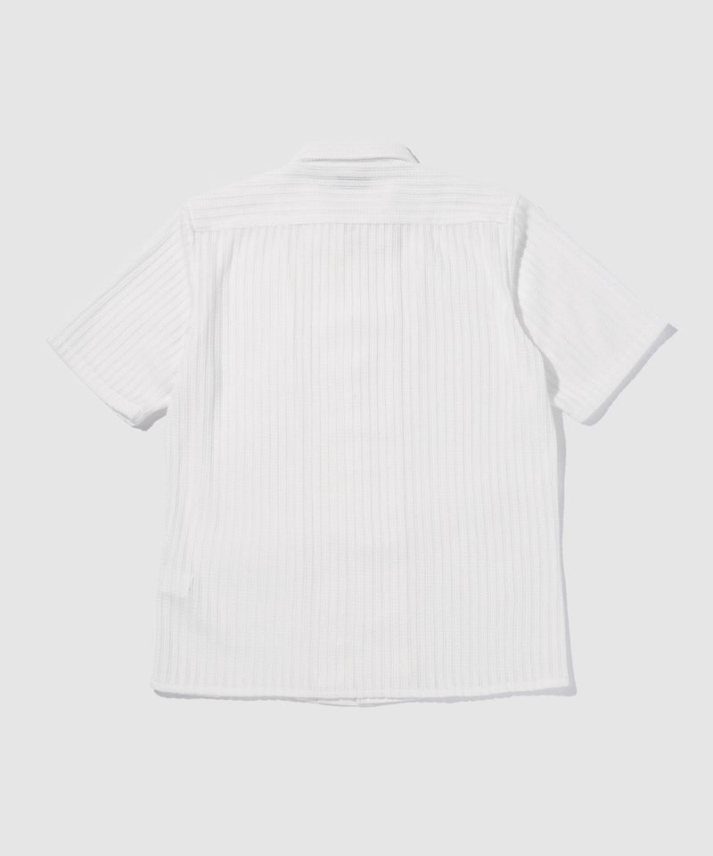 TETE HOMME 異素材切替 シアーレース 半袖オープンカラーシャツ メンズ商品画像-3