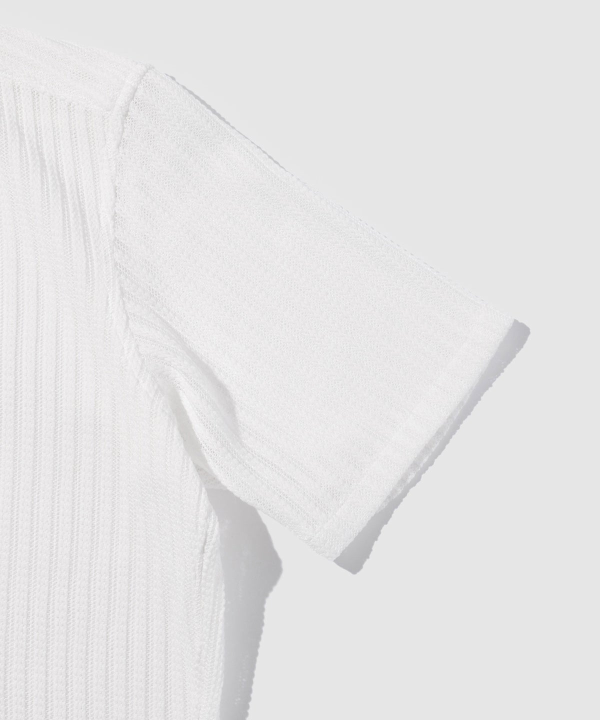 TETE HOMME 異素材切替 シアーレース 半袖オープンカラーシャツ メンズ