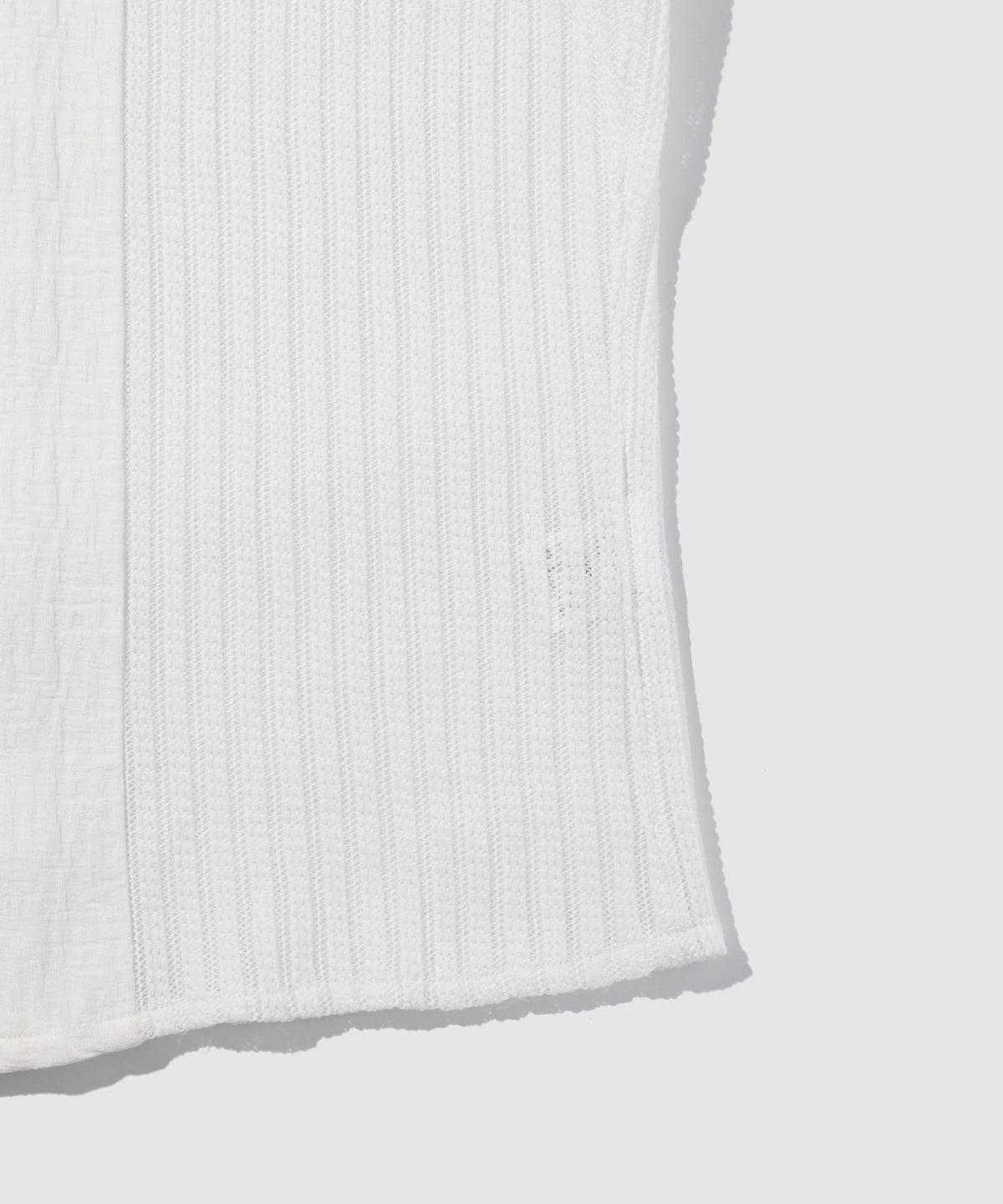 TETE HOMME 異素材切替 シアーレース 半袖オープンカラーシャツ メンズ