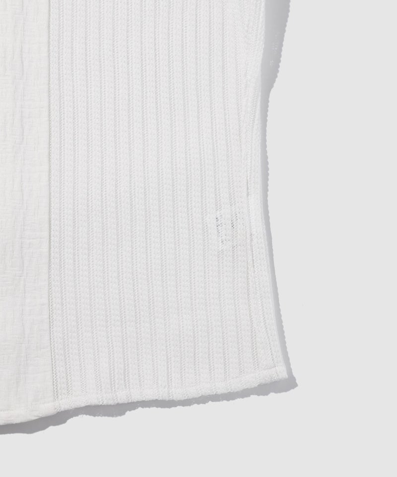 TETE HOMME  異素材切替 シアーレース 半袖オープンカラーシャツ メンズ商品画像-6