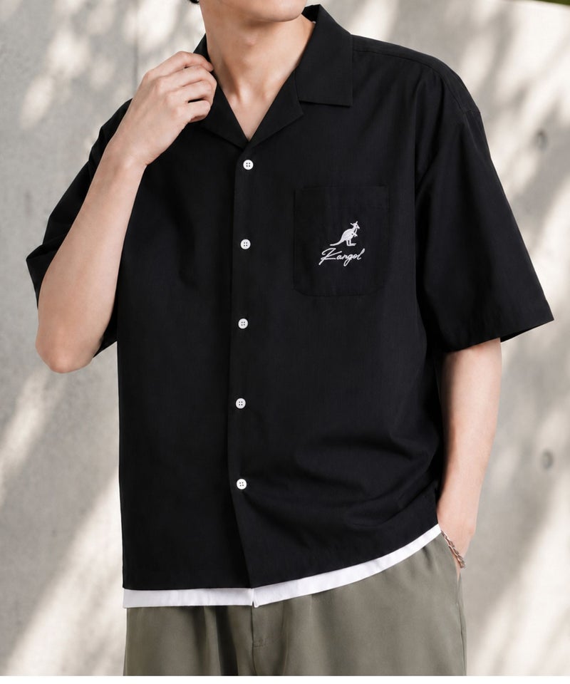 [値下げ]KANGOL  フェイクレイヤード オープンカラー シャツ メンズ商品画像-1