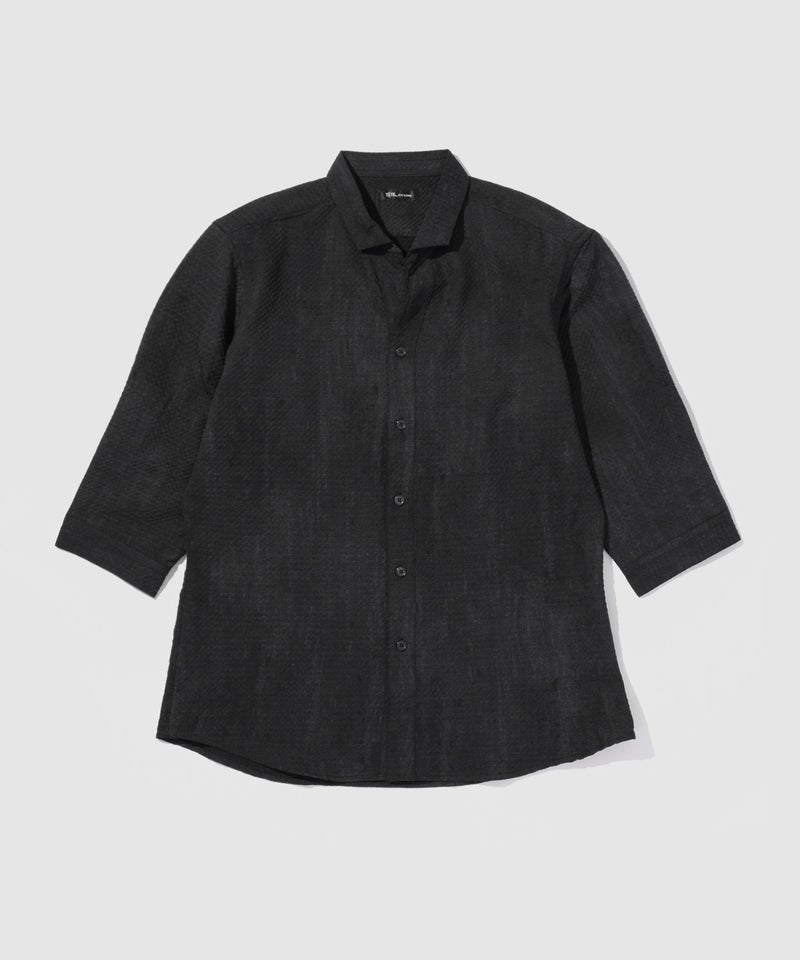 TETE HOMME  かすれプリント 7分袖ナローカラーシャツ メンズ商品画像-1