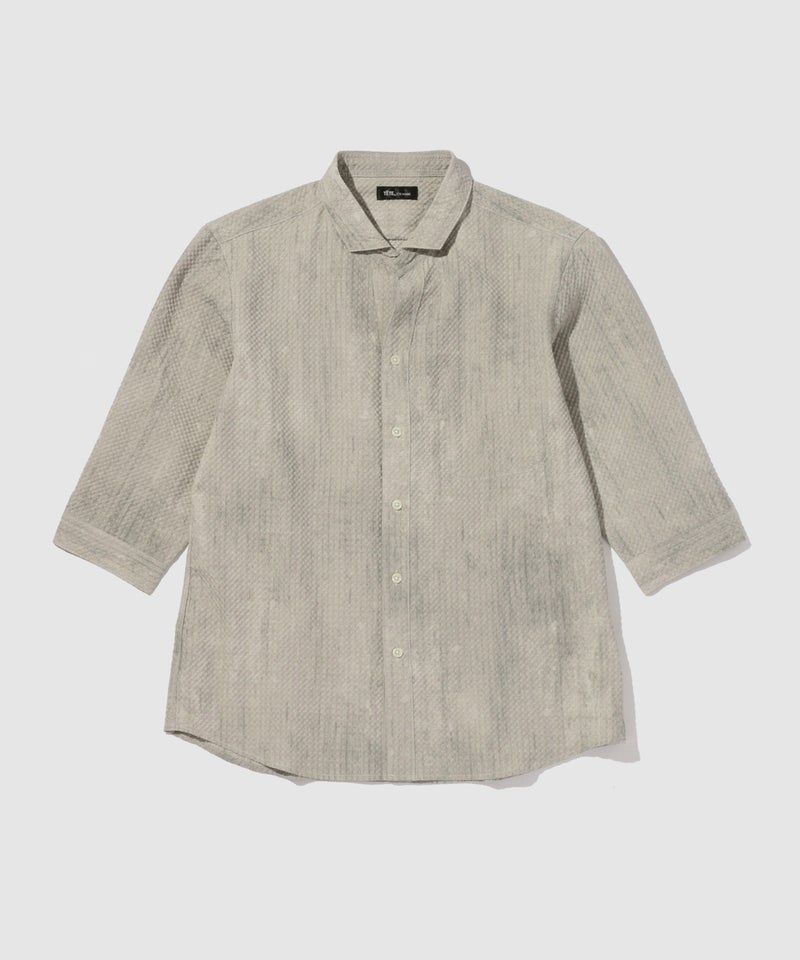 TETE HOMME かすれプリント 7分袖ナローカラーシャツ メンズ商品画像-2