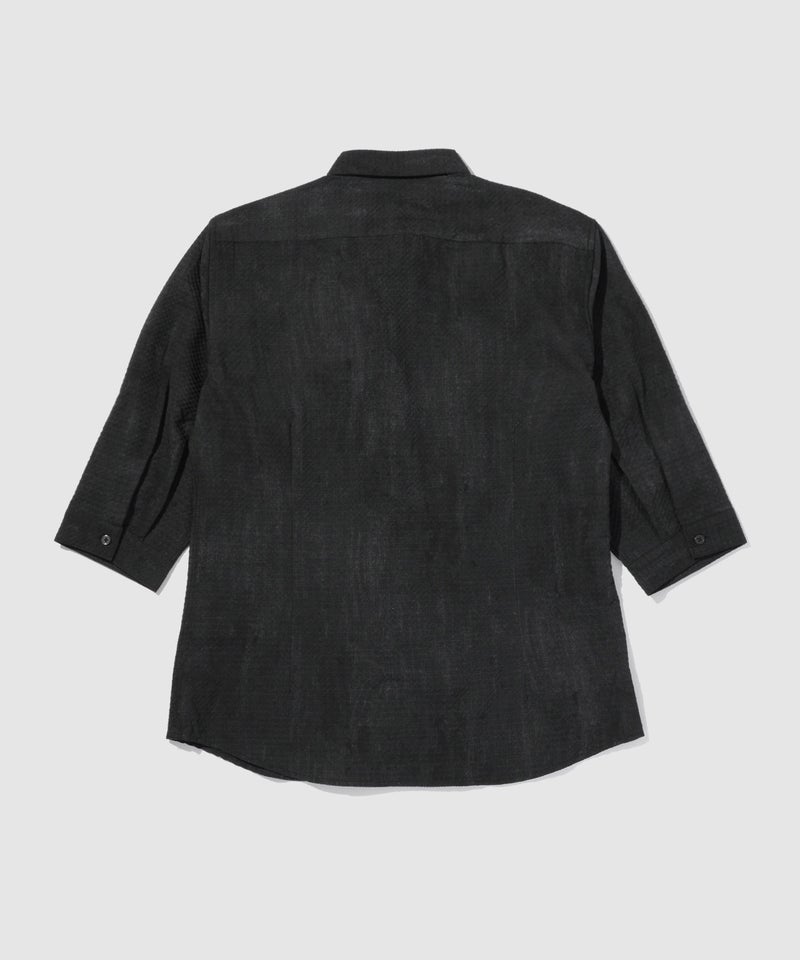 TETE HOMME  かすれプリント 7分袖ナローカラーシャツ メンズ商品画像-3