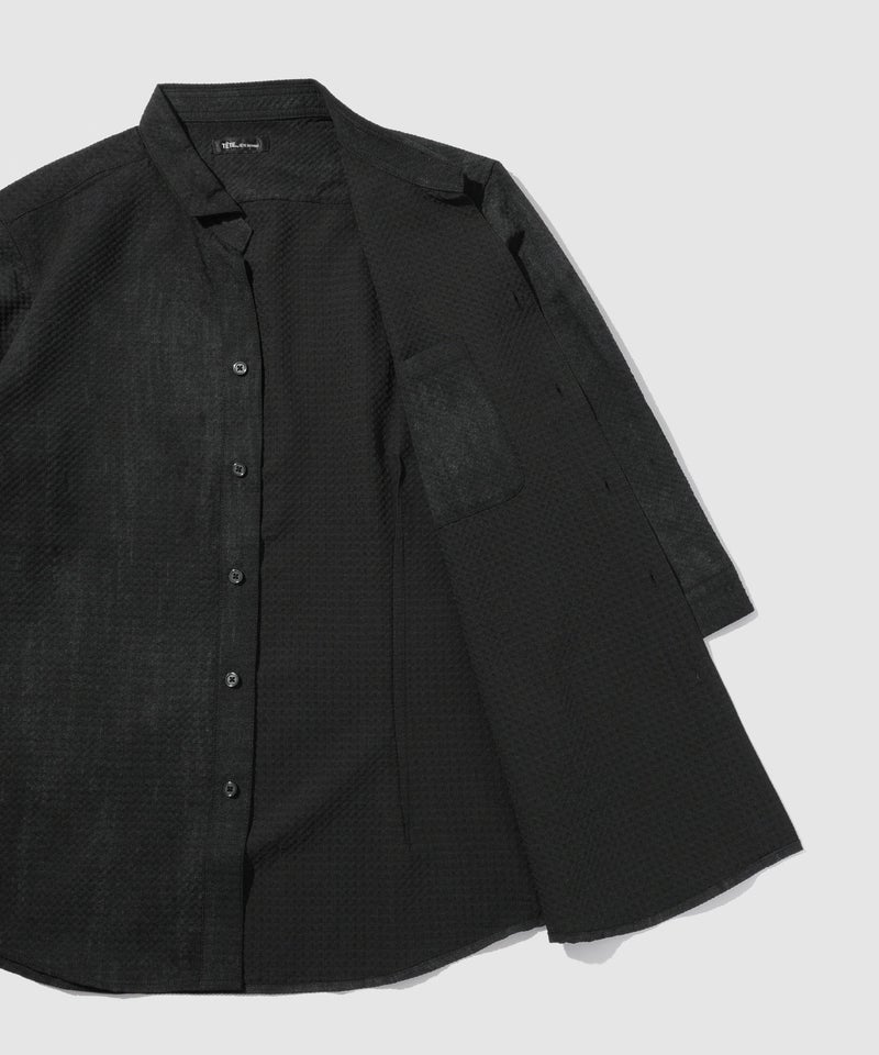 TETE HOMME かすれプリント 7分袖ナローカラーシャツ メンズ商品画像-4