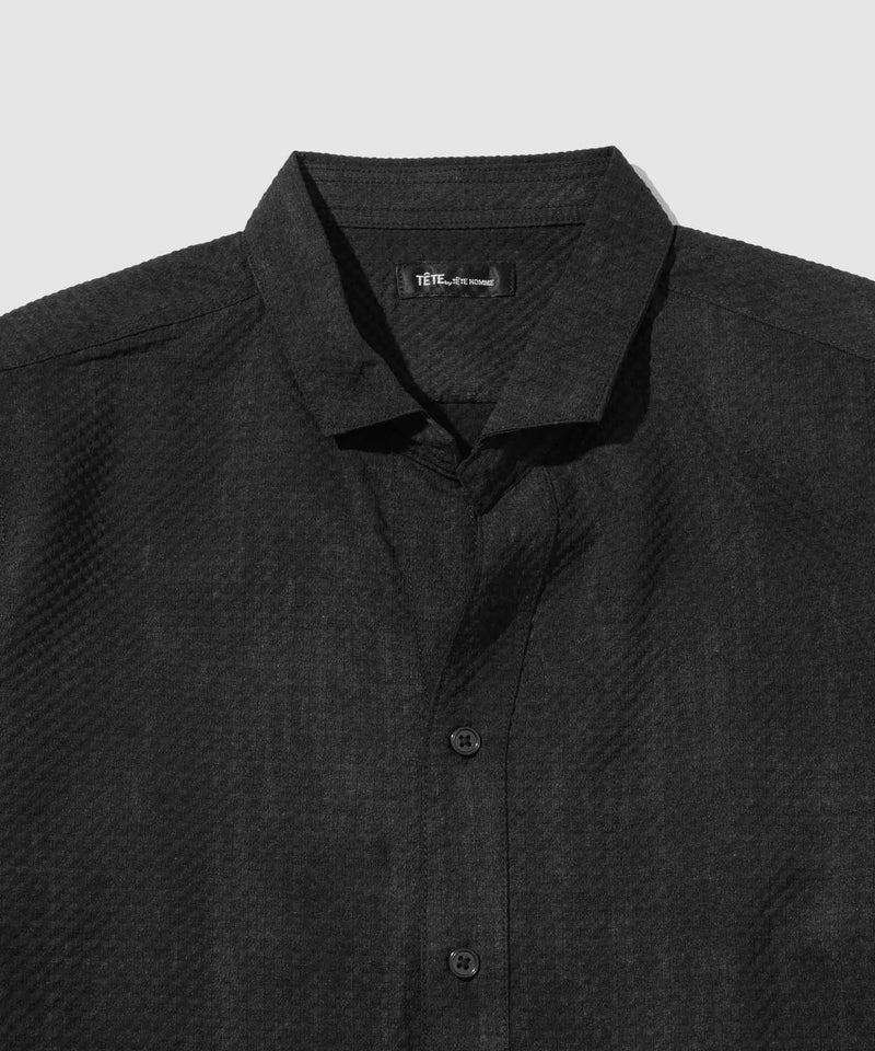 TETE HOMME かすれプリント 7分袖ナローカラーシャツ メンズ商品画像-5