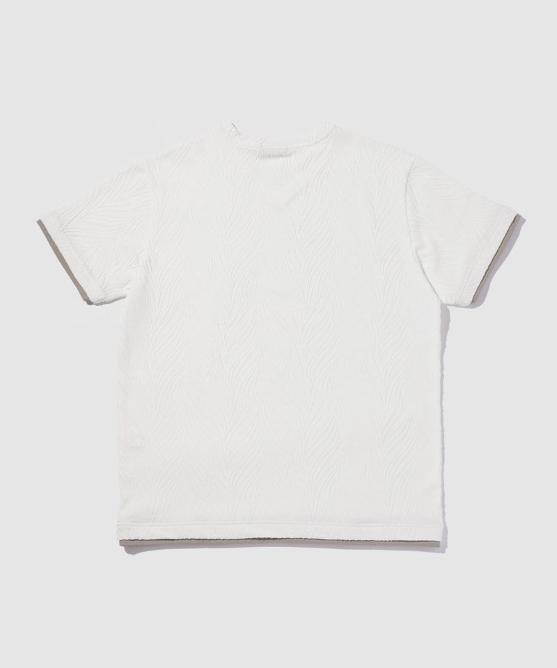 TETE HOMME  膨れジャガード 配色切替半袖VネックTシャツ メンズ メール便 対応商品商品画像-3