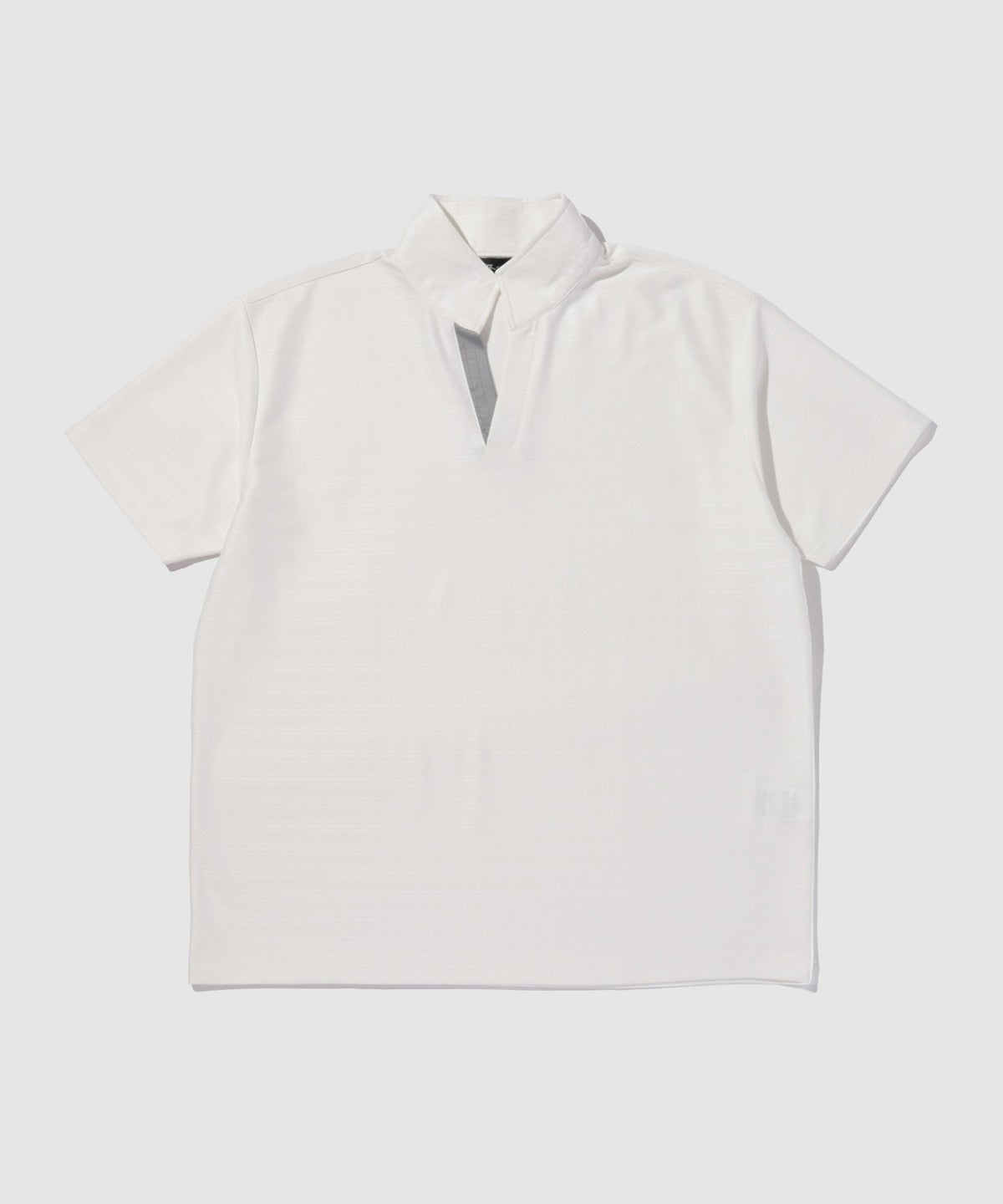 TETE HOMME シャドーボーダー スタンドカラー半袖ポロシャツ メンズ