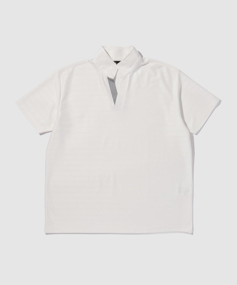 TETE HOMME シャドーボーダー スタンドカラー半袖ポロシャツ メンズ商品画像-2