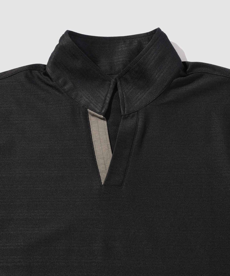 TETE HOMME シャドーボーダー スタンドカラー半袖ポロシャツ メンズ商品画像-4