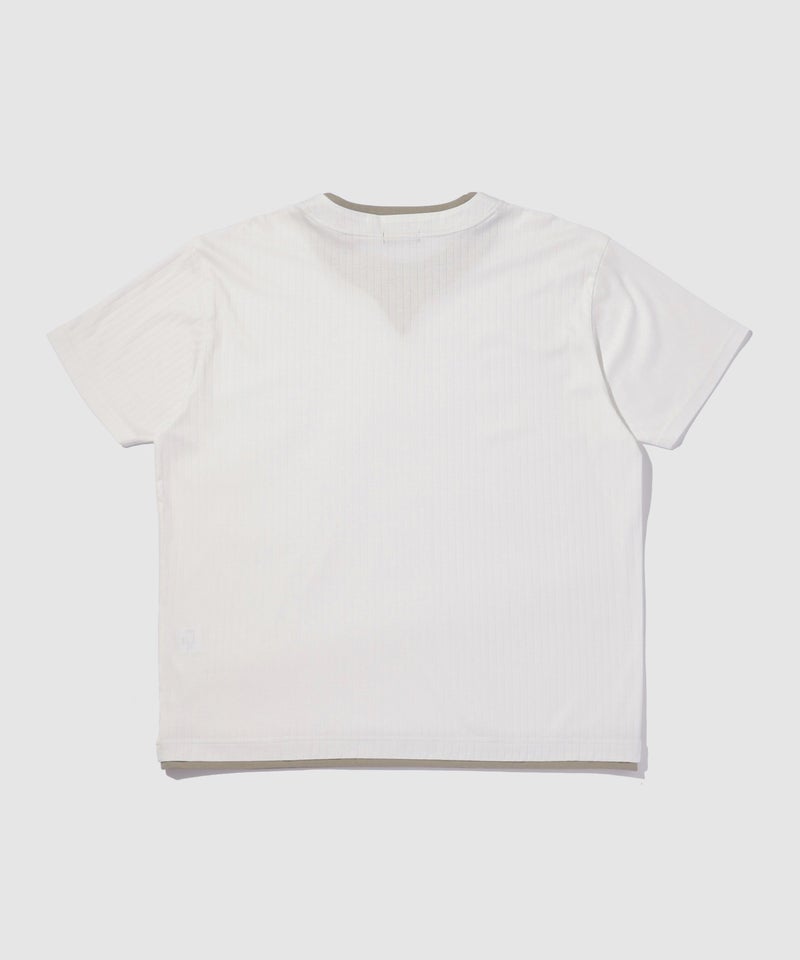 TETE HOMME 針抜きストライプ 配色レイヤード キーネック半袖Tシャツ メンズ メール便 対応商品商品画像-3