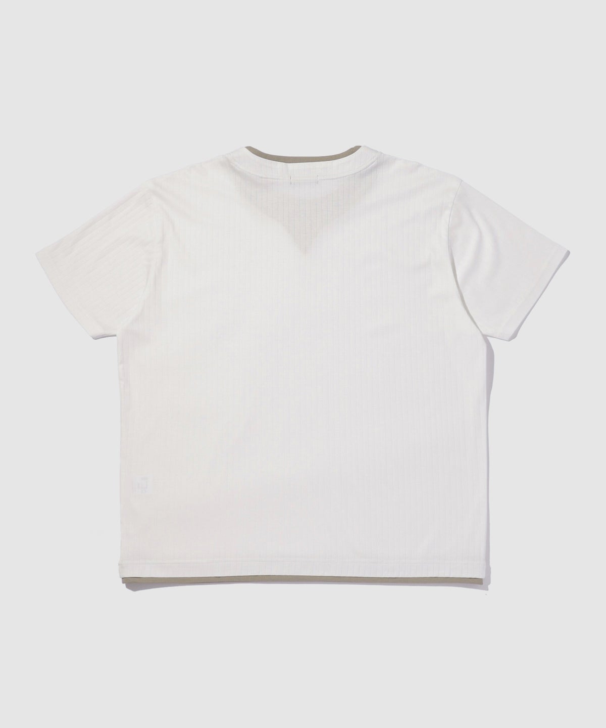 TETE HOMME 針抜きストライプ 配色レイヤード キーネック半袖Tシャツ メンズ メール便 対応商品