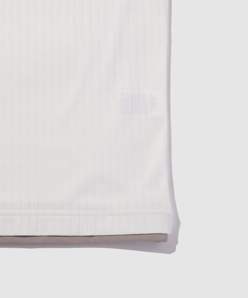 TETE HOMME 針抜きストライプ 配色レイヤード キーネック半袖Tシャツ メンズ メール便 対応商品商品画像-6