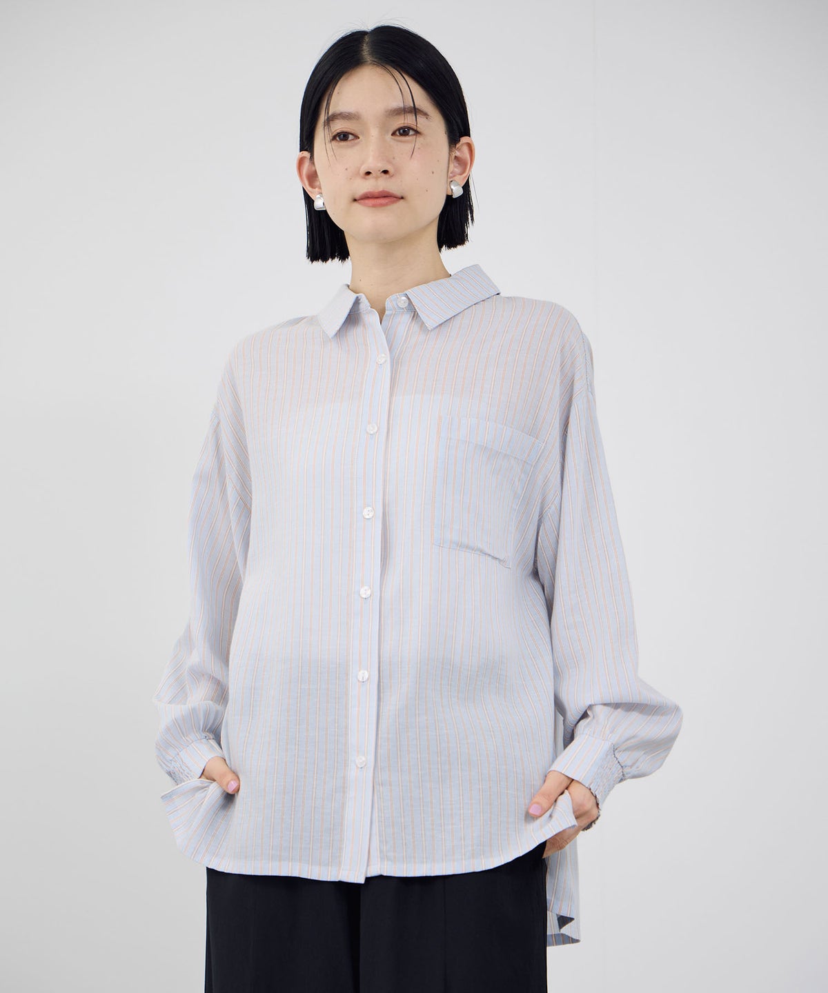 Idnes リネンシャーリングシャツ レディース