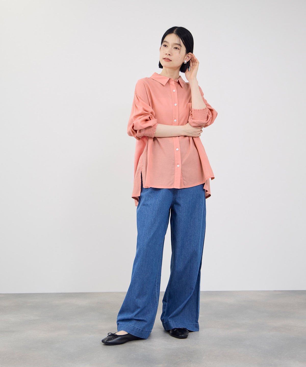 Idnes リネンシャーリングシャツ レディース