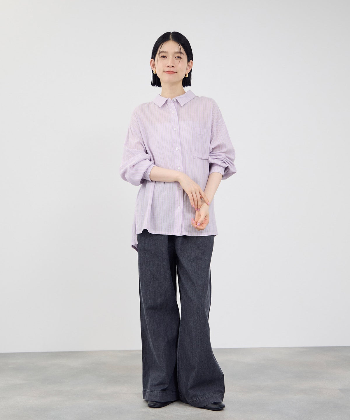 Idnes リネンシャーリングシャツ レディース