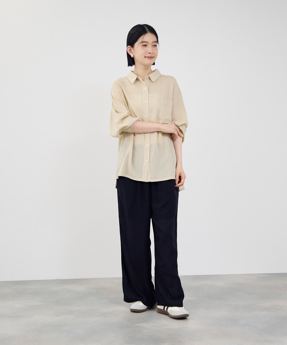 Idnes リネンシャーリングシャツ レディース