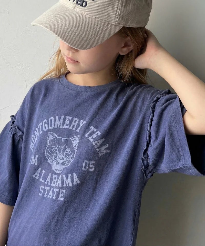 Classical Elf【キッズ】綿100%カレッジピグメント袖フリルTシャツ商品画像-1