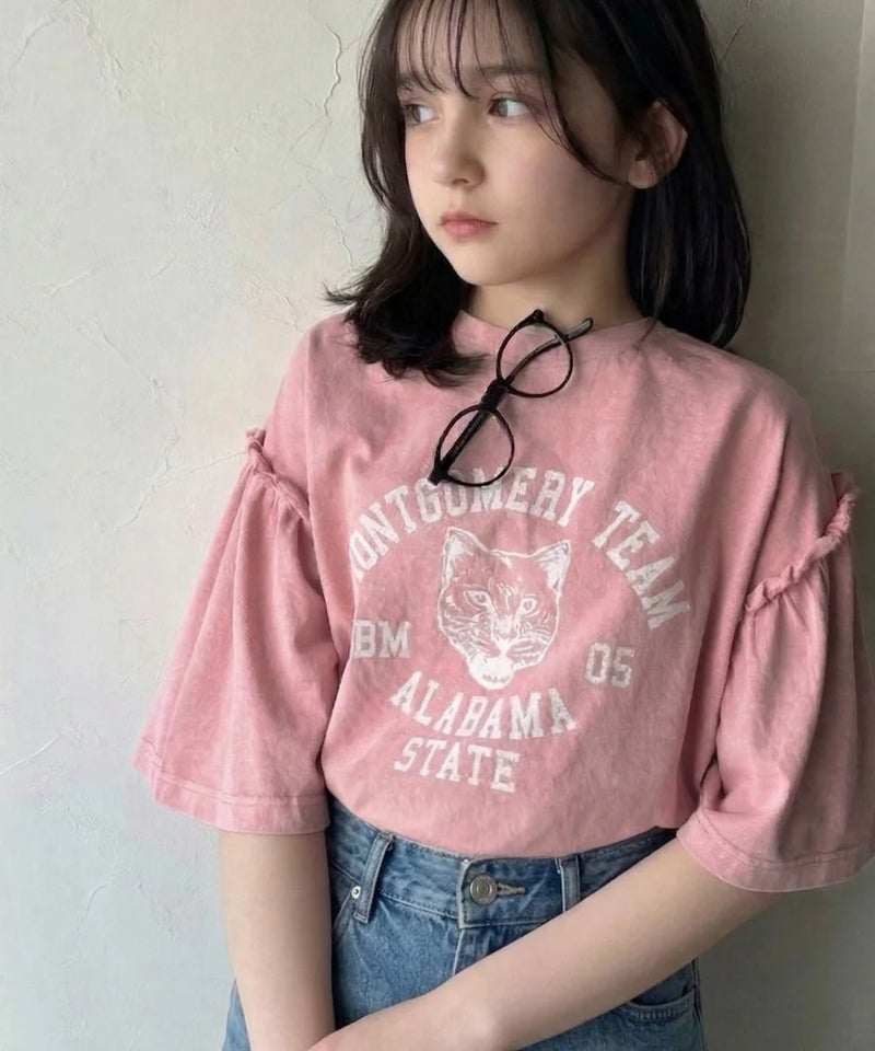 Classical Elf【キッズ】綿100%カレッジピグメント袖フリルTシャツ商品画像-4