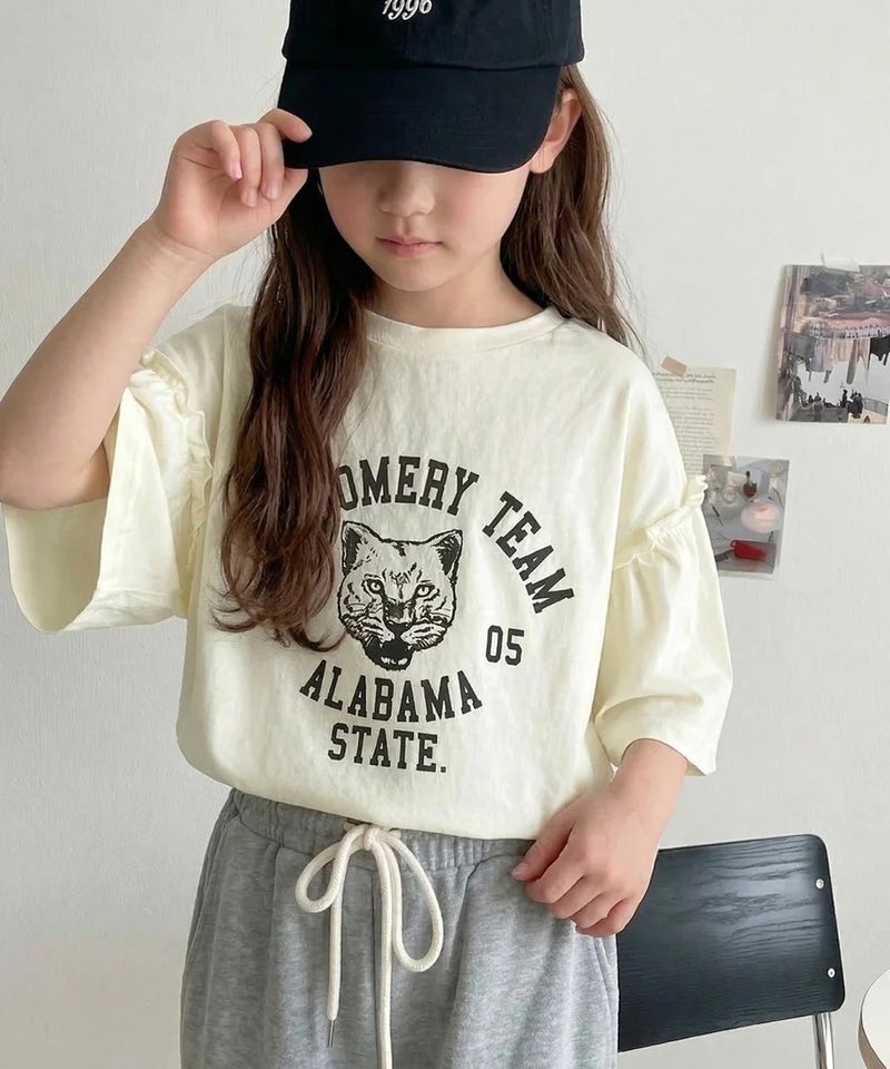 Classical Elf【キッズ】綿100%カレッジピグメント袖フリルTシャツ商品画像-5