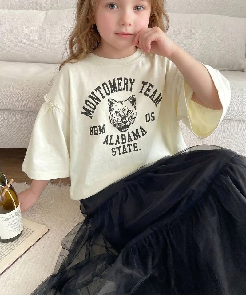 Classical Elf【キッズ】綿100%カレッジピグメント袖フリルTシャツ商品画像-7