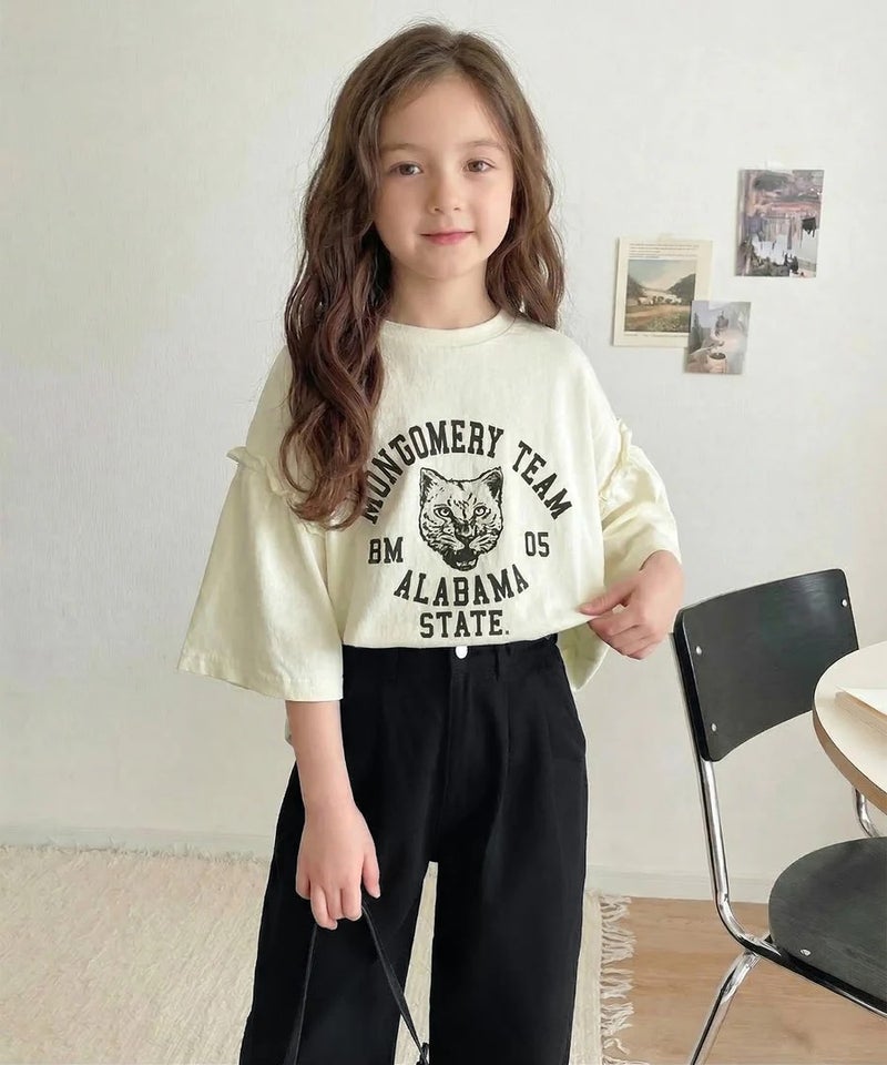 Classical Elf【キッズ】綿100%カレッジピグメント袖フリルTシャツ商品画像-8