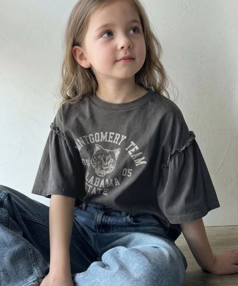 Classical Elf【キッズ】綿100%カレッジピグメント袖フリルTシャツ商品画像-12