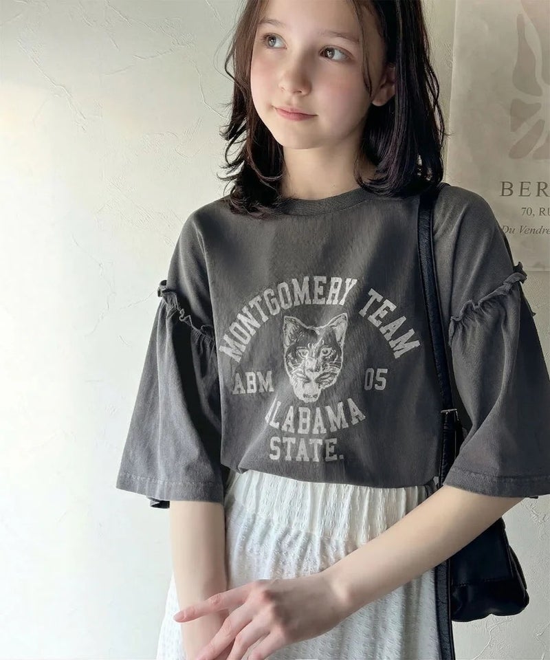 Classical Elf【キッズ】綿100%カレッジピグメント袖フリルTシャツ商品画像-15