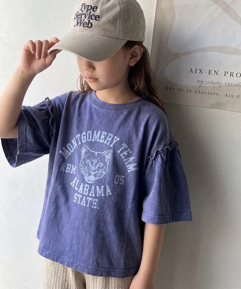 Classical Elf【キッズ】綿100%カレッジピグメント袖フリルTシャツ商品画像-16