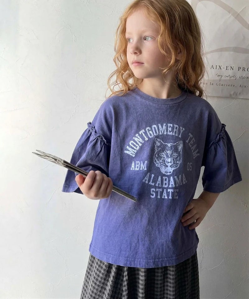 Classical Elf【キッズ】綿100%カレッジピグメント袖フリルTシャツ商品画像-19