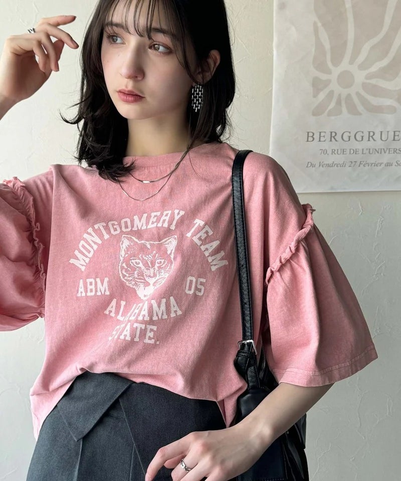 Classical Elf【キッズ】綿100%カレッジピグメント袖フリルTシャツ商品画像-33