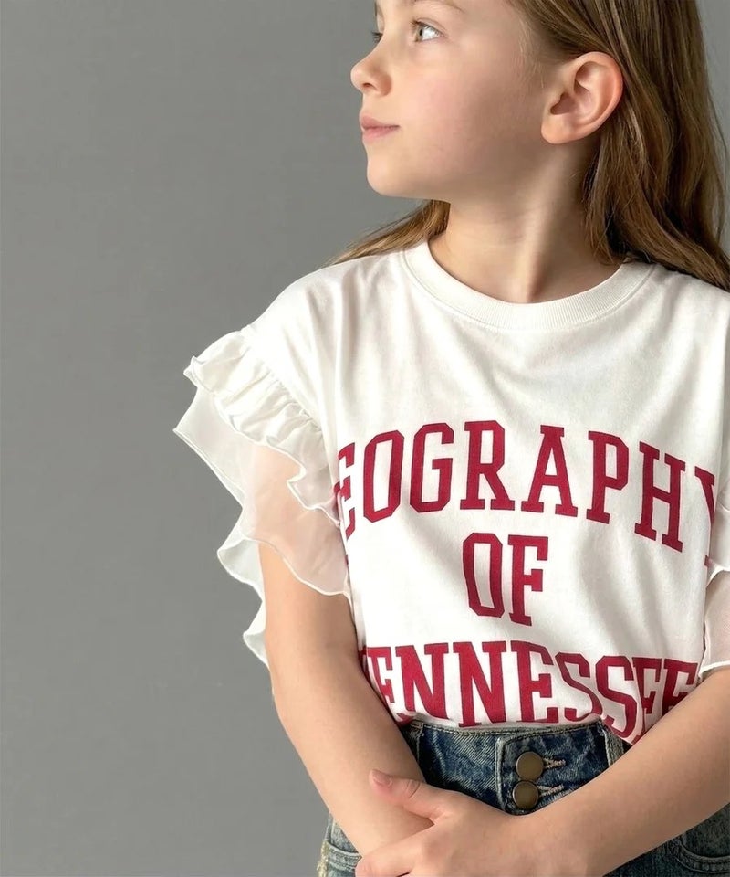 Classical Elf 【mily bilet】【キッズ】 ダブルフリル袖カレッジライクロゴゆるTシャツ商品画像-7