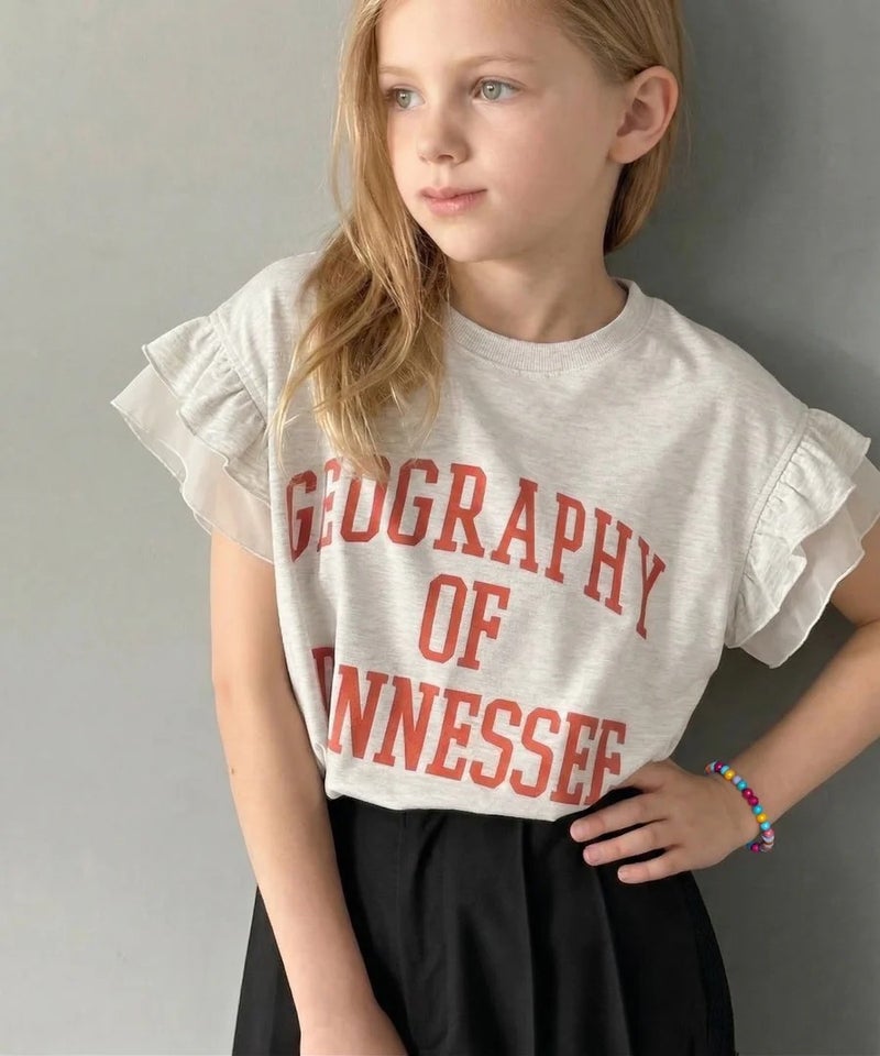 Classical Elf　【mily bilet】【キッズ】 ダブルフリル袖カレッジライクロゴゆるTシャツ商品画像-12