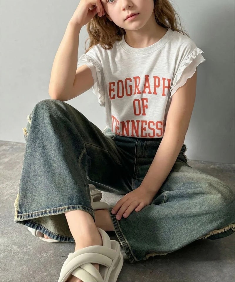 Classical Elf　【mily bilet】【キッズ】 ダブルフリル袖カレッジライクロゴゆるTシャツ商品画像-14