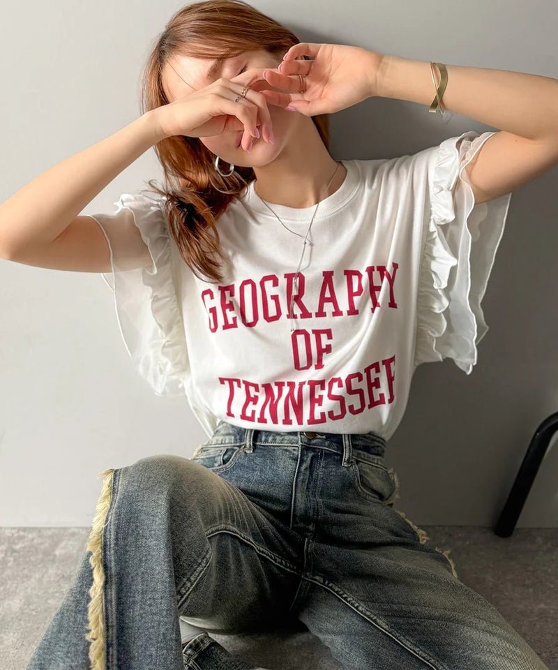 Classical Elf　【mily bilet】【キッズ】 ダブルフリル袖カレッジライクロゴゆるTシャツ商品画像-21