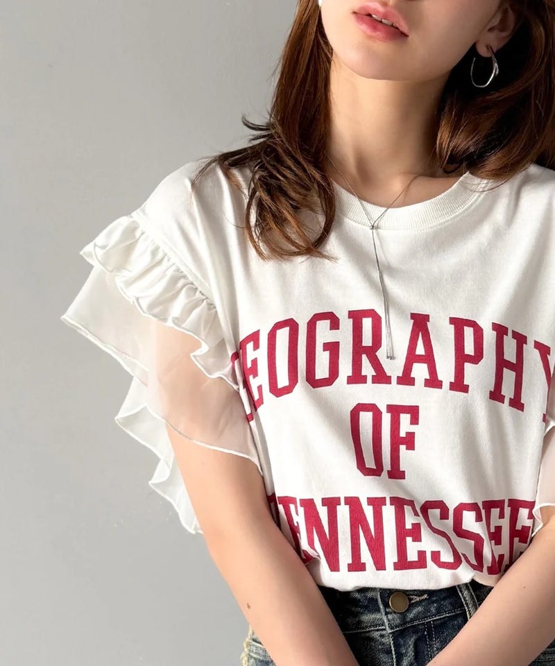 Classical Elf　【mily bilet】【キッズ】 ダブルフリル袖カレッジライクロゴゆるTシャツ商品画像-22