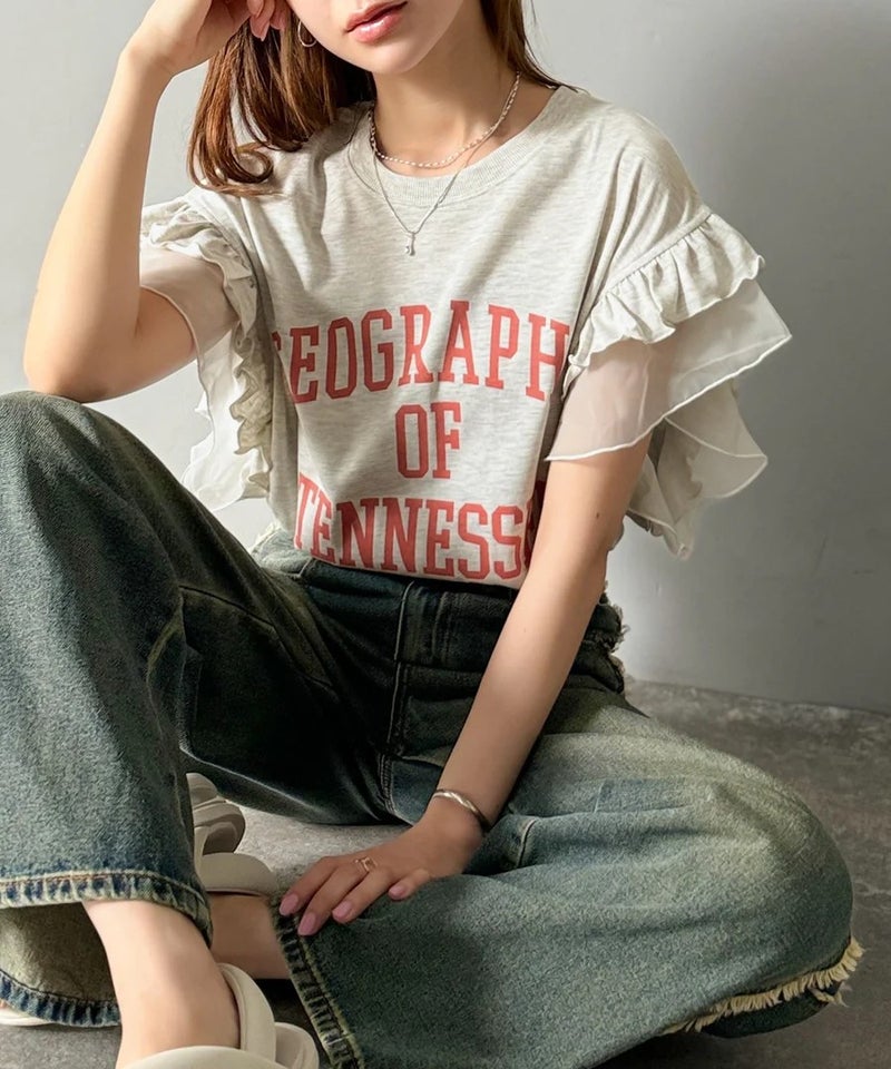 Classical Elf　【mily bilet】【キッズ】 ダブルフリル袖カレッジライクロゴゆるTシャツ商品画像-24