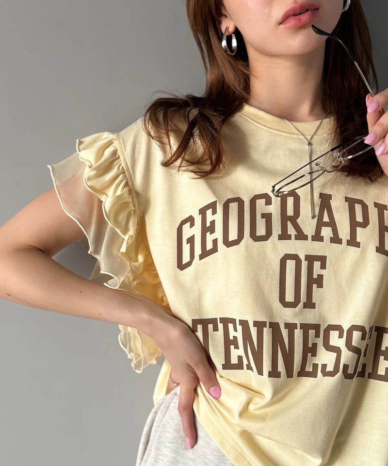 Classical Elf　【mily bilet】【キッズ】 ダブルフリル袖カレッジライクロゴゆるTシャツ商品画像-25