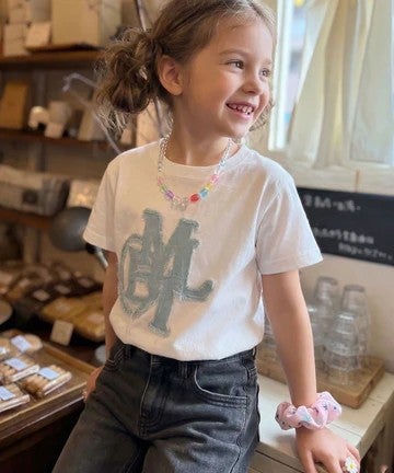 Classical Elf【キッズ】親子リンクコーデ可能♪毎日着せたい 綿100％デニムワッペンフリンジ使いTシャツ商品画像-1