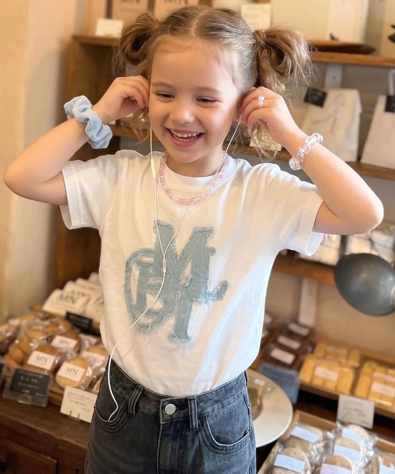 Classical Elf【キッズ】親子リンクコーデ可能♪毎日着せたい 綿100%デニムワッペンフリンジ使いTシャツ商品画像-4